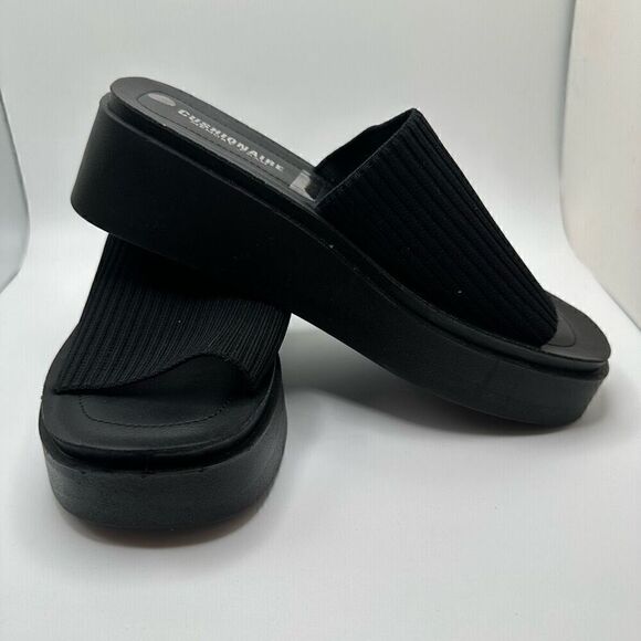 CUSHIONAIRE Women's Pim knit platform sandal with +Memory Foam 6 BLACK - Picture 6 of 7